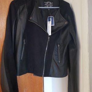 Black faux leather jacket XL